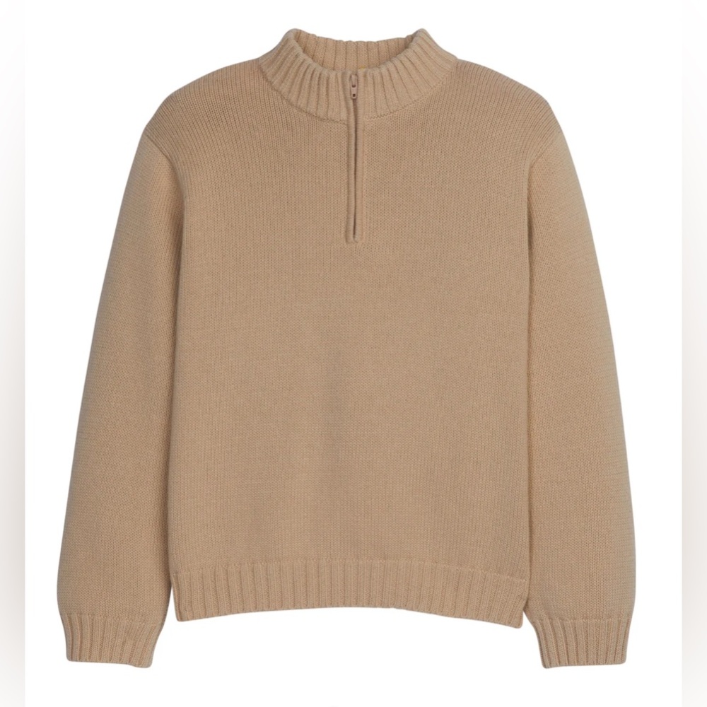 Little English Boys Oatmeal Tan Quarter Zip Knit Sweater Jacket Size 4T